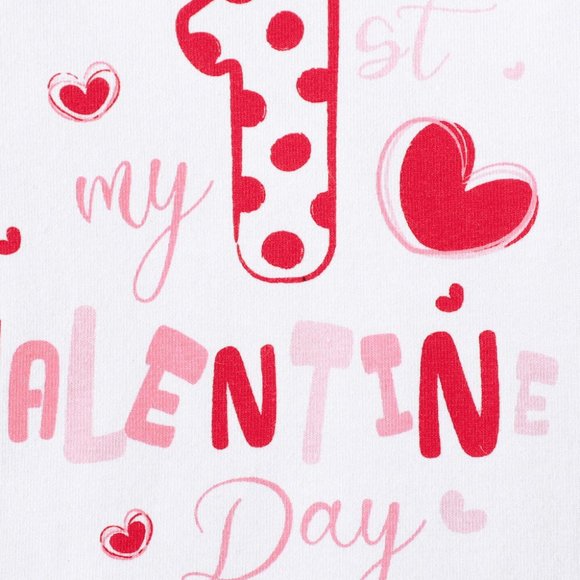 BABY GIRL GRAPHIC RUFFLED BODYSUIT AND HEART PRINT FLARE PANTS SET - Picture 9 of 9